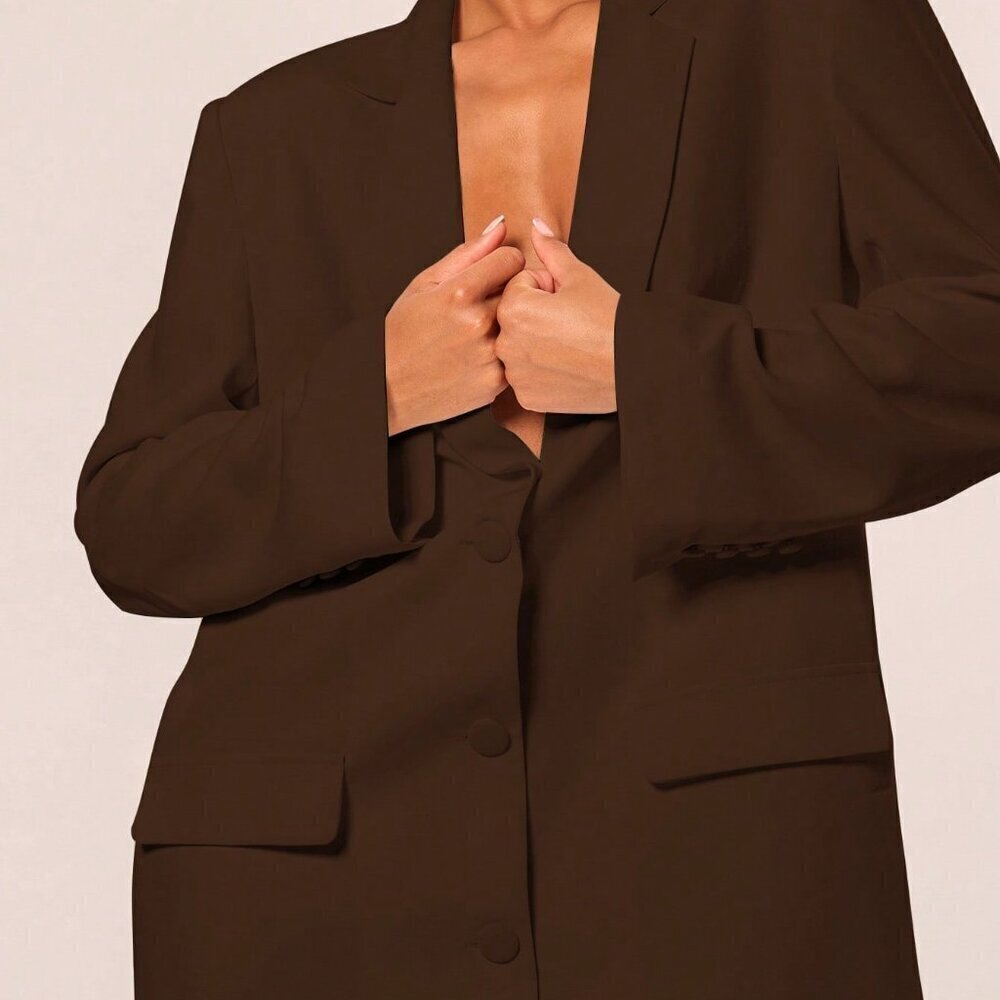 Coffee Brown Elegant Women's Oversized Blazer Dress - Picture 5 of 5